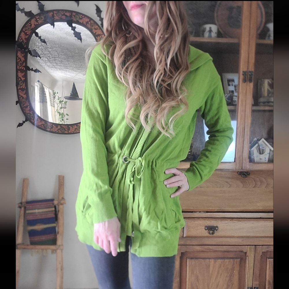 Kenneth Cole New York Green Hoodie Cardigan Size Small